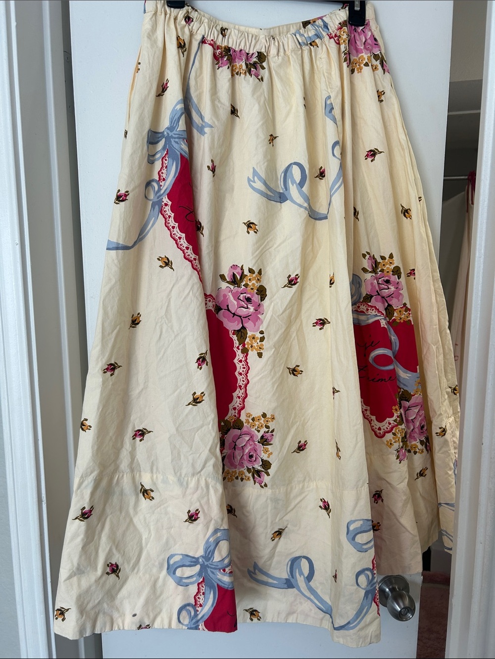 Maeve Cream Maxi Skirt with Red Heart Print - Picture 4 of 4